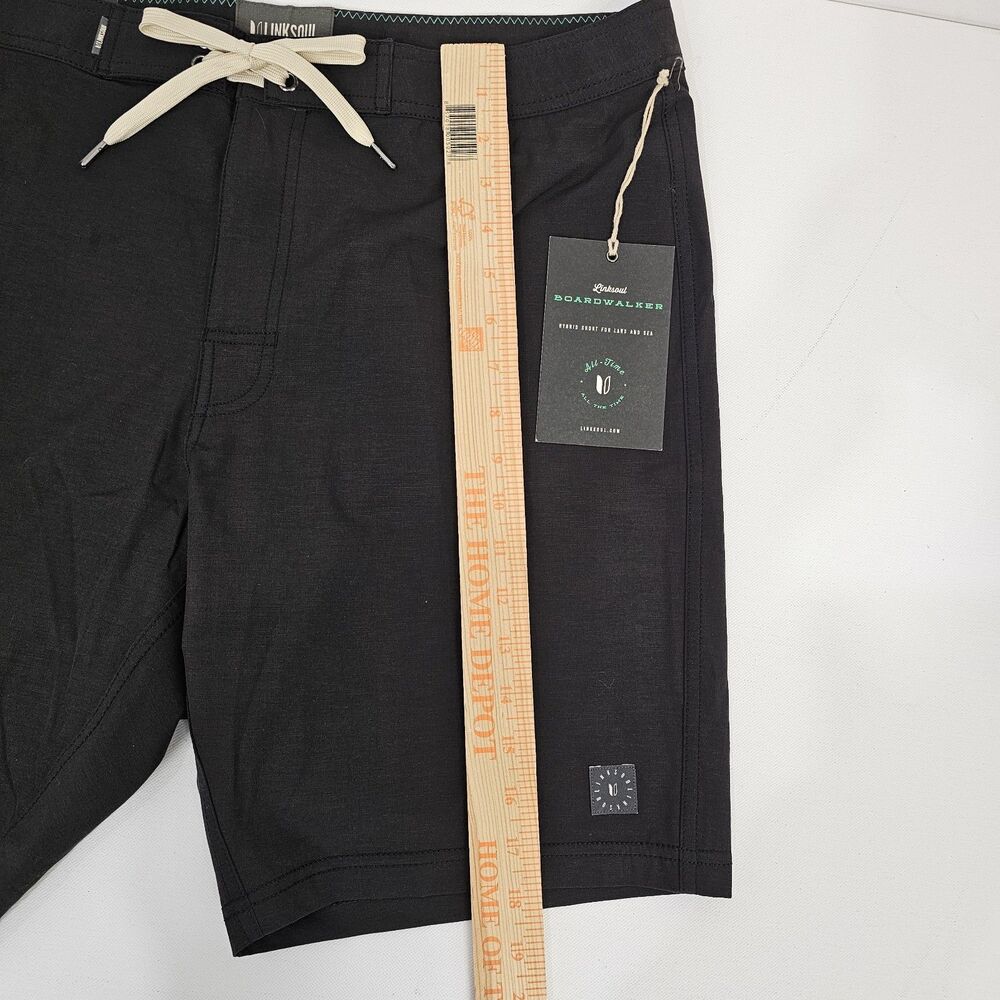 Linksoul Boardwalker Shorts Mens 35 Black Boardshorts Land And Sea 6 Pockets - Picture 9 of 13